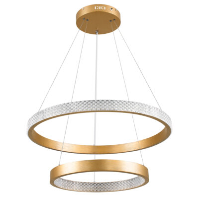 LEDTM® DIAMOND DUO 61151-DECO Κρεμαστό Φωτιστικό Δαχτυλίδι-Κύκλος LED CCT 75W 8743lm 360° AC 220-240V - Εναλλαγή Φωτισμού μέσω Τηλεχειριστηρίου All In One Ψυχρό 6000k+Φυσικό 4500k+Θερμό 2700k Dimmable Φ40+60cm - Χρυσό Βούρτσας - 3 Years Warranty - Image 5