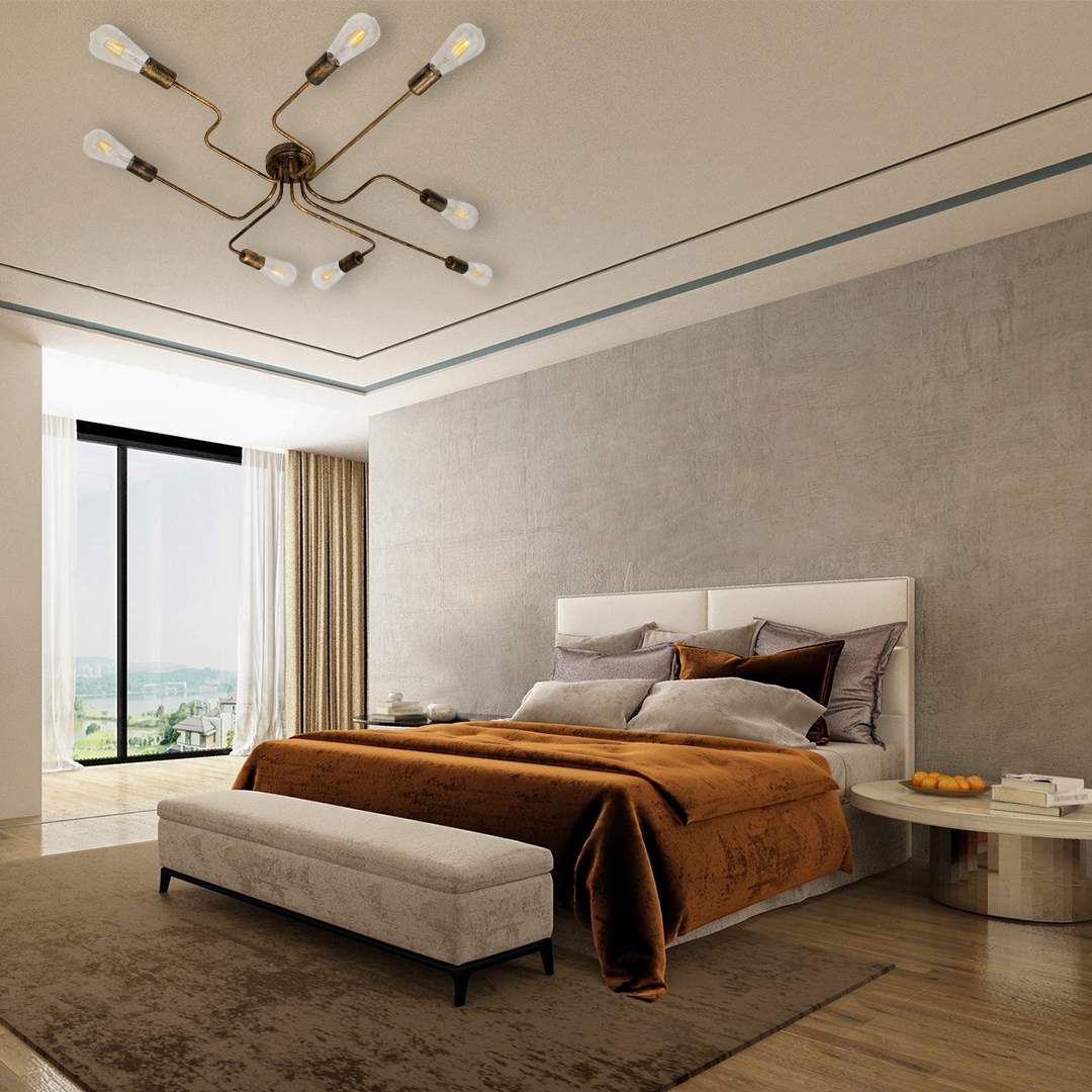 LEDTM® LIBERTA 00841 Μοντέρνο Φωτιστικό Οροφής με Ντουί 8 x E27 AC 220-240V IP20 - Μπρούτζινο - Μ102 x Π72 x Υ10.5cm - Image 10