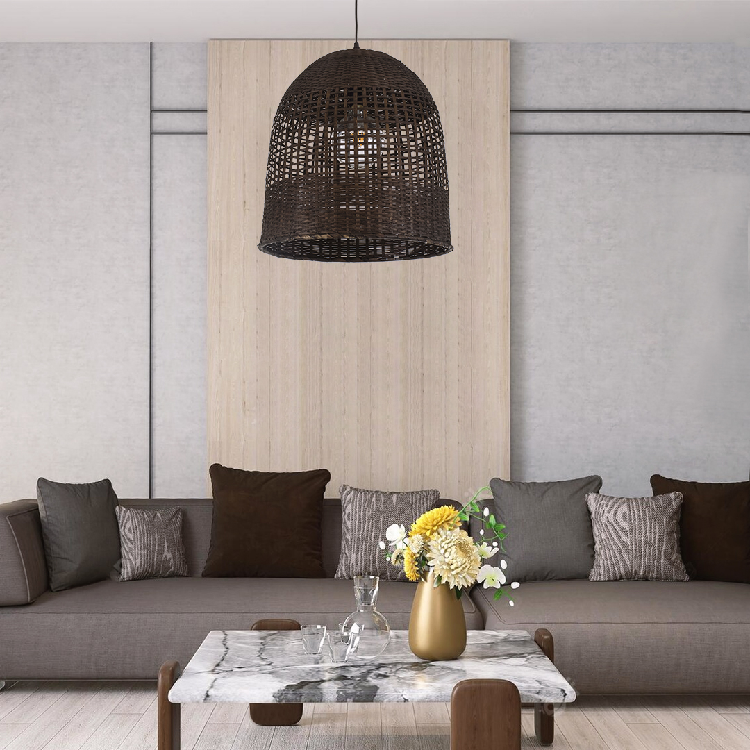 LEDTM® BORA-BORA 01736 Boho Κρεμαστό Φωτιστικό Οροφής με Ντουί 1 x E27 AC 220-240V IP20 - Καφέ - Μ42 x Π42 x Y44cm - Image 12