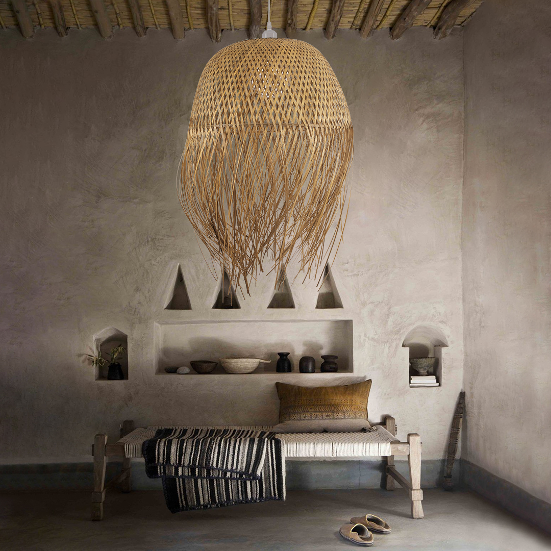 LEDTM® MANILA 00713 Boho Κρεμαστό Φωτιστικό Οροφής με Ντουί 1 x E27 AC 220-240V IP20 - Μπεζ - Μ50 x Π50 x Υ70cm - Image 14