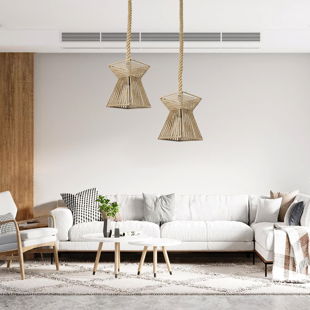 LEDTM® ROUGE 01611 Boho Κρεμαστό Φωτιστικό Οροφής με Ντουί 1 x E27 AC 220-240V IP20 - Μπεζ - Μ21 x Π21 x Y27cm - Image 12