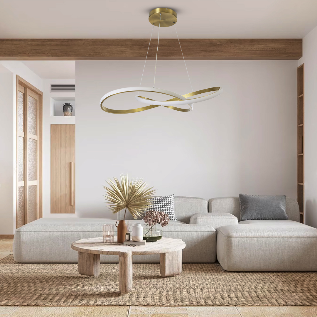 LEDTM® DEXTER 60916 Μοντέρνο Κρεμαστό Φωτιστικό Οροφής LED 90W 10080lm 300° AC 220-240V IP20 Ρυθμιζόμενο Λευκό CCT με Χειριστήριο από 2700K έως 6000K Dimmable - Lumileds SMD Chip - Σατινέ Χρυσό Βούρτσας - Μ73 x Π73 x Υ16cm - 3 Χρόνια Εγγύηση - Image 11