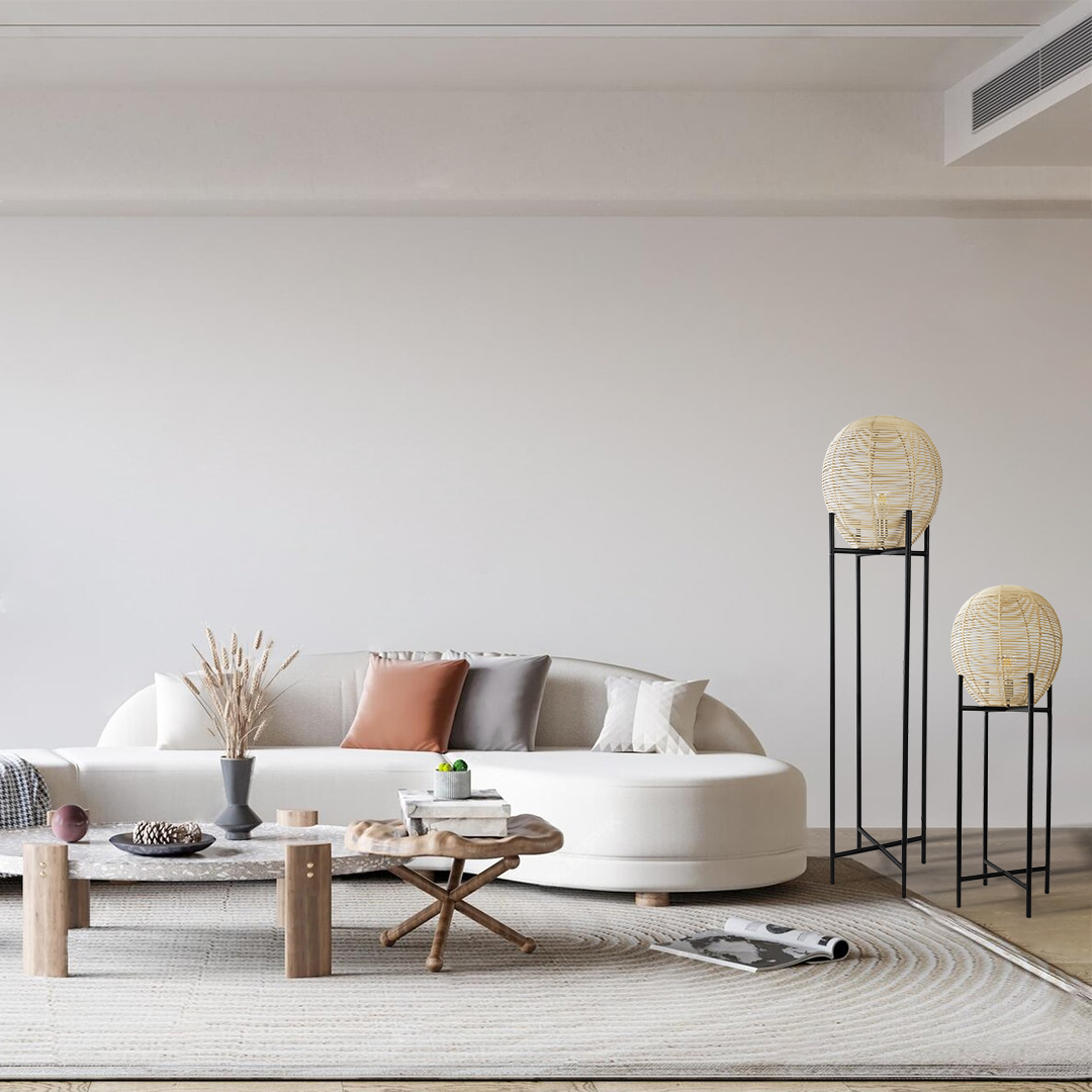 LEDTM® NERINA 02015 Boho Επιδαπέδιο Φωτιστικό με Ντουί 1 x E27 AC 220-240V IP20 - Μαύρο & Μπεζ - Μ40 x Π40 x Υ115cm - Image 10