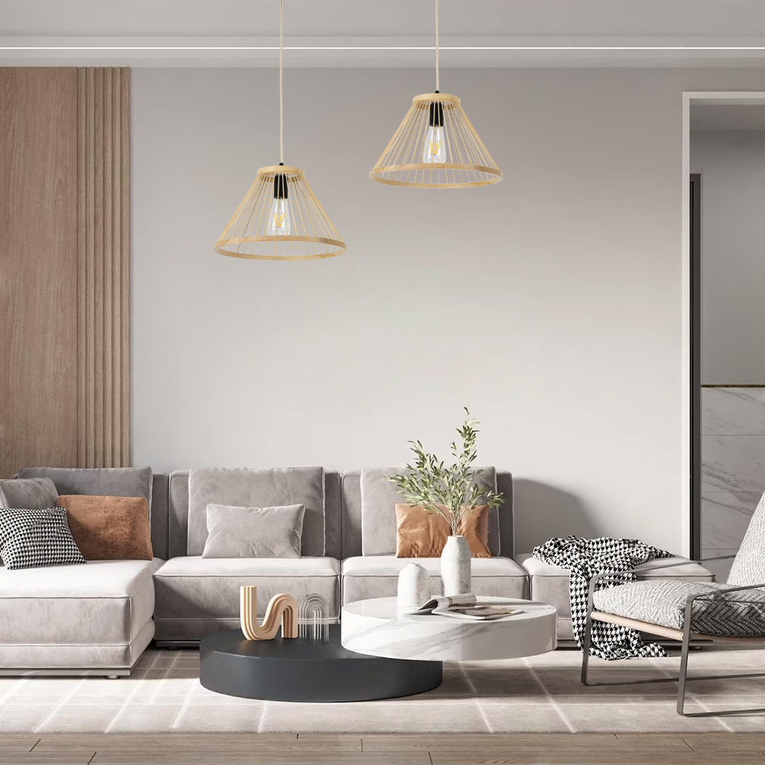 LEDTM® TYGEE 01930 Boho Κρεμαστό Φωτιστικό Οροφής με Ντουί 1 x E27 AC 220-240V IP20 - Μπεζ - Μ35 x Π35 x Υ22cm - Image 11