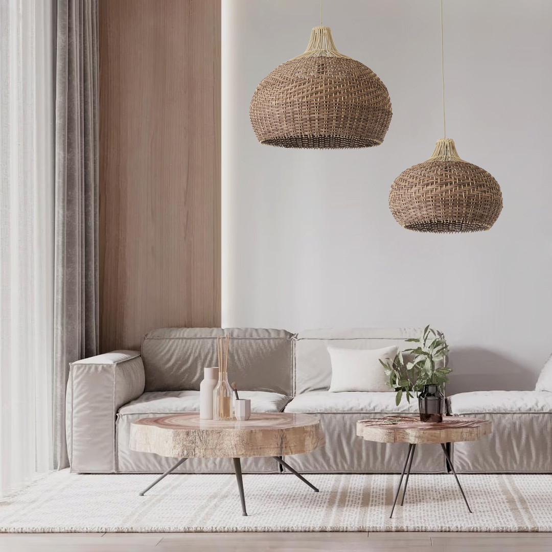 LEDTM® PANAMA 01952 Boho Κρεμαστό Φωτιστικό Οροφής με Ντουί 1 x E27 AC 220-240V IP20 - Μπεζ & Καφέ - Μ40 x Π40 x Υ34cm - Image 12