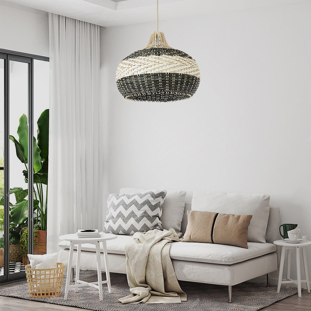 LEDTM® BARBADOS 01946 Boho Κρεμαστό Φωτιστικό Οροφής με Ντουί 1 x E27 AC 220-240V IP20 - Μπεζ & Λαδί - Μ40 x Π40 x Υ34cm - Image 12