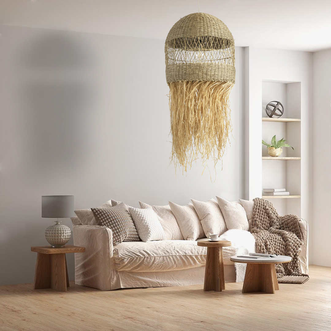 LEDTM® SAINTLUCIA 02161 Boho Κρεμαστό Φωτιστικό Οροφής με Ντουί 1 x E27 AC 220-240V IP20 - Μπεζ - Μ66 x Π66 x Υ120cm - Image 12