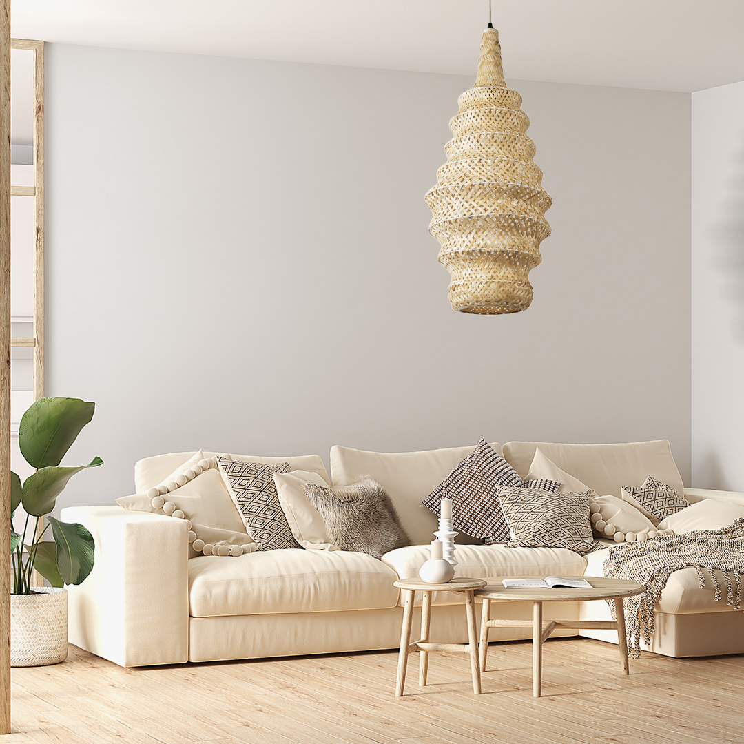 LEDTM® MAUI 02114 Boho Κρεμαστό Φωτιστικό Οροφής με Ντουί 1 x E27 AC 220-240V IP20 - Μπεζ - Μ30 x Π30 x Y77cm - Image 12