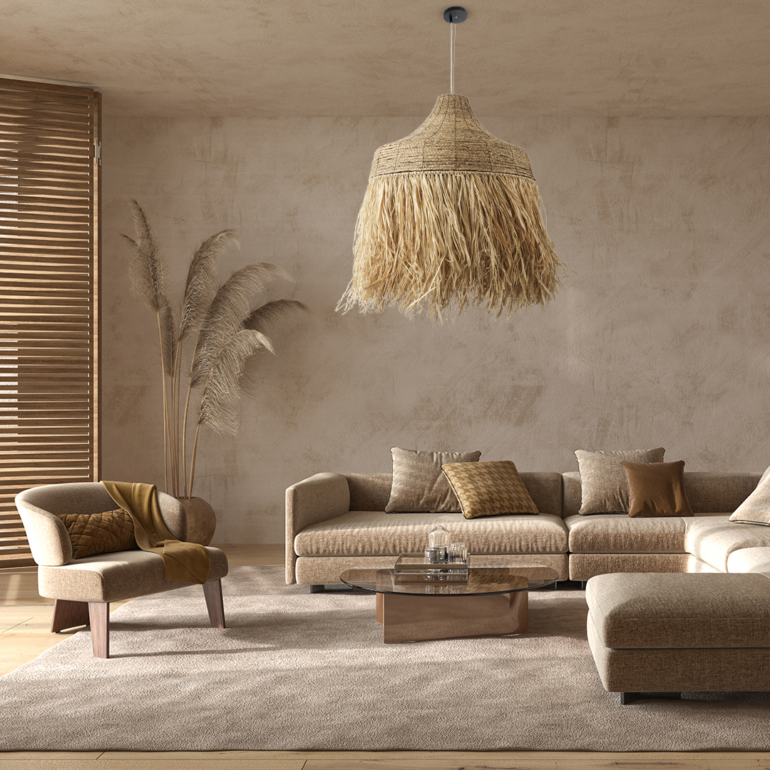LEDTM® PORTOFERRAIO 02186 Boho Κρεμαστό Φωτιστικό Οροφής με Ντουί 1 x E27 AC 220-240V IP20 - Μπεζ - Μ80 x Π80 x Υ120cm - Image 12