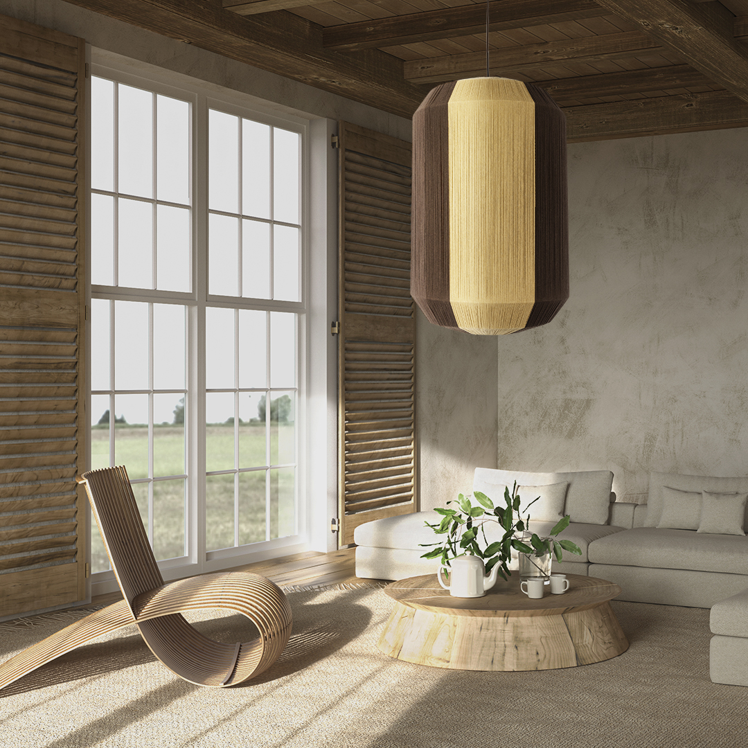 LEDTM® SALERNO 02076 Boho Κρεμαστό Φωτιστικό Οροφής με Ντουί 1 x E27 AC 220-240V IP20 - Μπεζ & Καφέ - Μ50 x Π50 x Υ80cm - Image 11