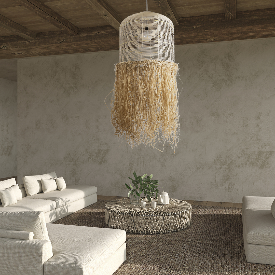 LEDTM® BASSETERRE 02163 Boho Κρεμαστό Φωτιστικό Οροφής με Ντουί 1 x E27 AC 220-240V IP20 - Μπεζ & Καφέ - Μ70 x Π70 x Υ170cm - Image 11