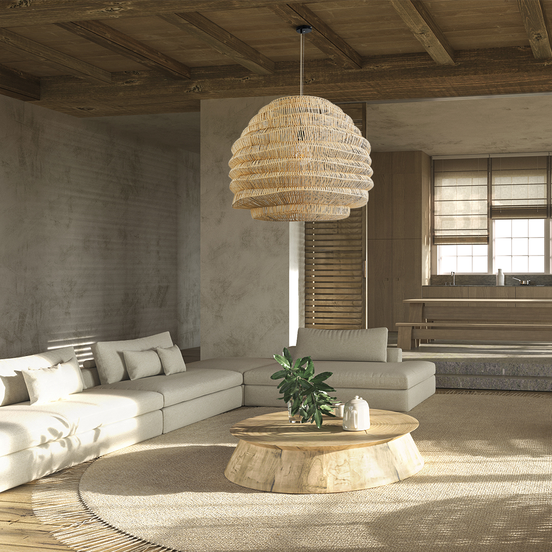 LEDTM® OREGON 02207 Boho Κρεμαστό Φωτιστικό Οροφής με Ντουί 1 x E27 AC 220-240V IP20 - Μπεζ - Μ80 x Π80 x Υ65cm - Image 11