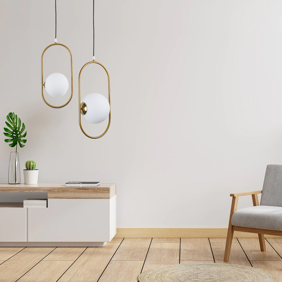 LEDTM® HAMBURG 00592 Μοντέρνο Κρεμαστό Φωτιστικό Οροφής με Ντουί 1 x E14 AC 220-240V IP20 - Χρυσό & Λευκό - Μ25 x Π20 x Υ50cm - Image 14