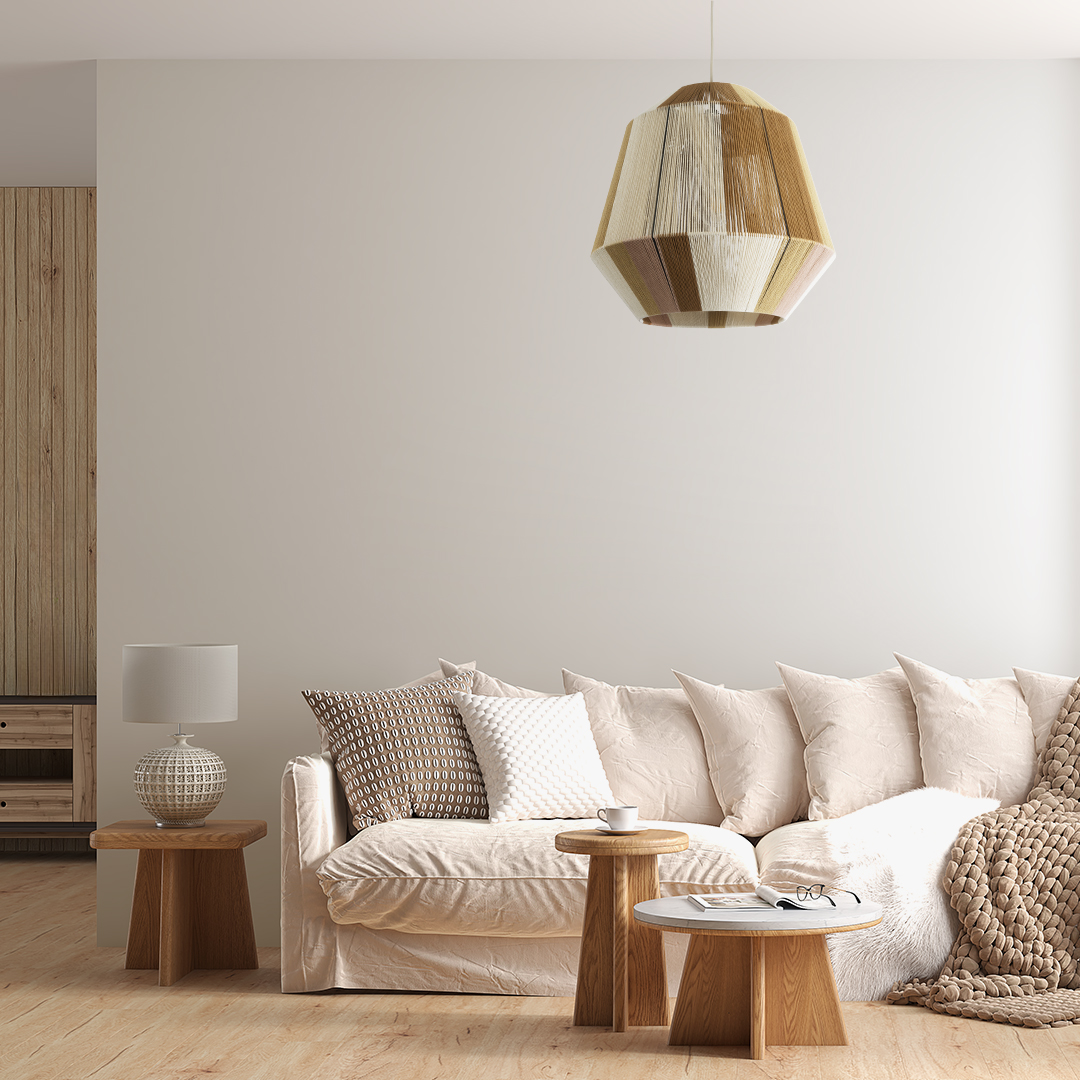 LEDTM® SALERNO 02187 Boho Κρεμαστό Φωτιστικό Οροφής με Ντουί 1 x E27 AC 220-240V IP20 - Μπεζ & Καφέ - Μ50 x Π50 x Υ50cm - Image 11