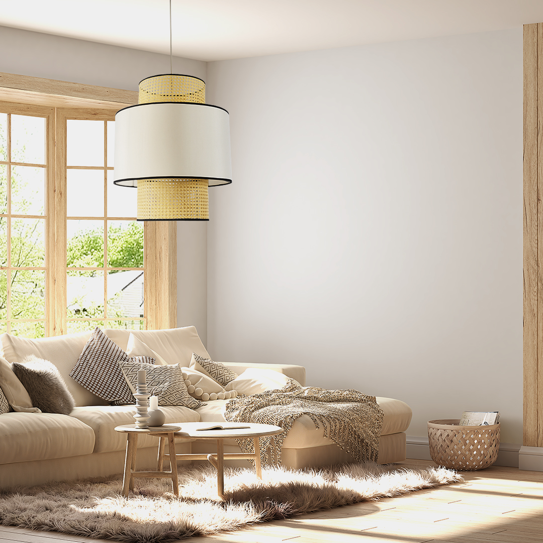 LEDTM® SAIGE 01917 Boho Κρεμαστό Φωτιστικό Οροφής με Ντουί 1 x E27 AC 220-240V IP20 - Μπεζ & Μαύρο - Μ50 x Π50 x Υ60cm - Image 11