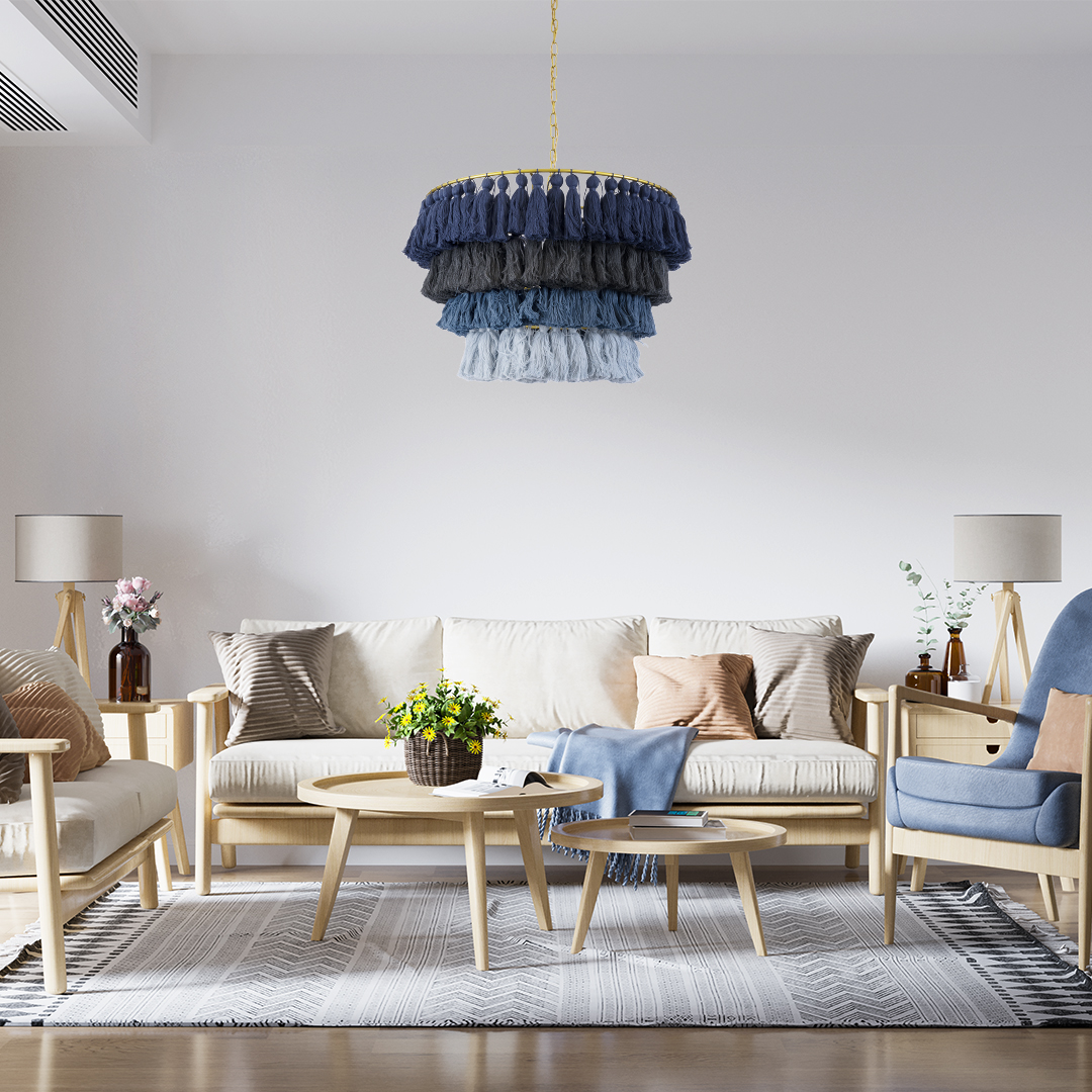 LEDTM® MISSOULA 02089 Boho Κρεμαστό Φωτιστικό Οροφής με Ντουί 1 x E27 AC 220-240V IP20 - Πολύχρωμο - Μ60 x Π60 x Υ40cm - Image 11