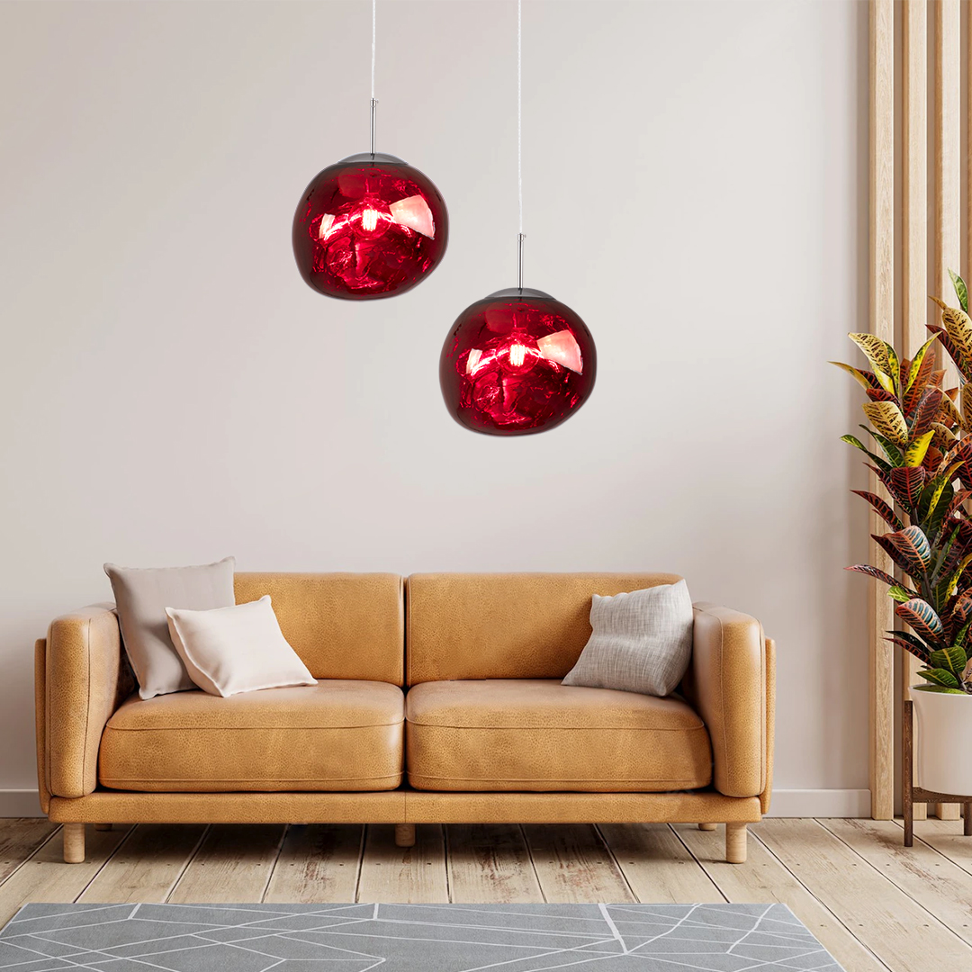 LEDTM® DIXAR 00763 Μοντέρνο Κρεμαστό Φωτιστικό Οροφής με Ντουί 1 x E27 AC 220-240V IP20 - Κόκκινο & Ασημί - Μ36 x Π36 x Υ45cm - Image 9