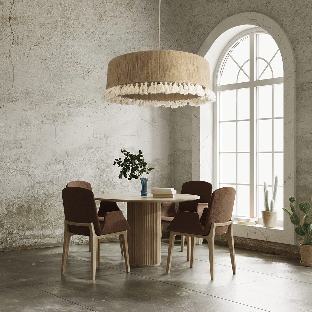 LEDTM® PUERTORICO 02095 Boho Κρεμαστό Φωτιστικό Οροφής με Ντουί 3 x E27 AC 220-240V IP20 - Μπεζ - Μ80 x Π80 x Υ27cm - Image 11