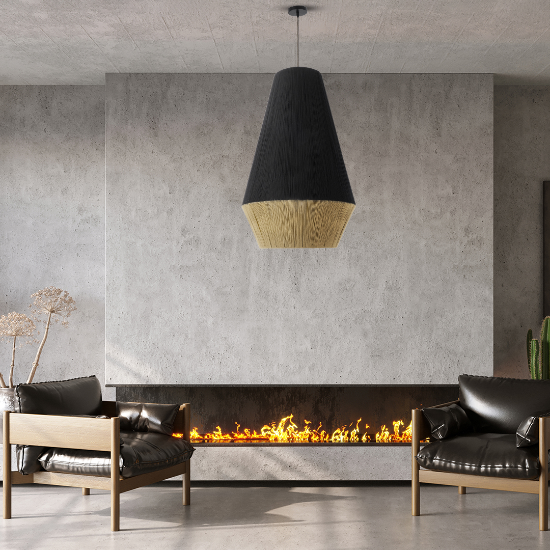 LEDTM® SALERNO 02080 Boho Κρεμαστό Φωτιστικό Οροφής με Ντουί 1 x E27 AC 220-240V IP20 - Μαύρο & Μπεζ - Μ50 x Π50 x Υ80cm - Image 11