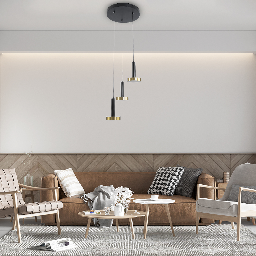 LEDTM® ZANE 60934 Μοντέρνο Κρεμαστό Φωτιστικό Οροφής LED 54W 6048lm 120° AC 220-240V IP20 Ρυθμιζόμενο Λευκό CCT με Χειριστήριο από 2700K έως 6000K Dimmable - Lumileds SMD Chip - Μαύρο Ματ & Χρυσό - Μ40 x Π40 x Υ20cm - 3 Χρόνια Εγγύηση - Image 13