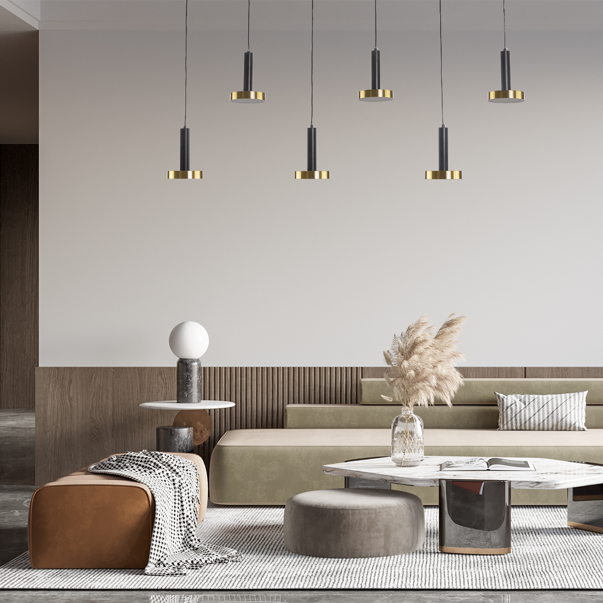 LEDTM® ZANE 60937 Μοντέρνο Κρεμαστό Φωτιστικό Οροφής LED 100W 11200lm 120° AC 220-240V IP20 Ρυθμιζόμενο Λευκό CCT με Χειριστήριο από 2700K έως 6000K Dimmable - Lumileds SMD Chip - Μαύρο Ματ & Χρυσό - Μ160 x Π15 x Υ20cm - 3 Χρόνια Εγγύηση - Image 13
