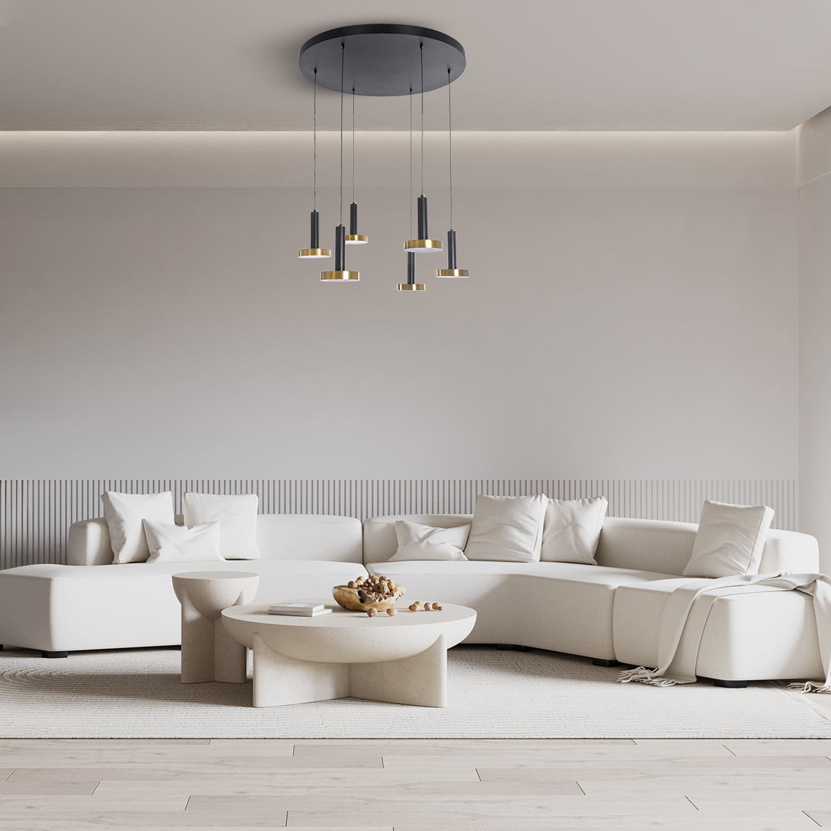 LEDTM® ZANE 60935 Μοντέρνο Κρεμαστό Φωτιστικό Οροφής LED 100W 11200lm 120° AC 220-240V IP20 Ρυθμιζόμενο Λευκό CCT με Χειριστήριο από 2700K έως 6000K Dimmable - Lumileds SMD Chip - Μαύρο Ματ & Χρυσό - Μ80 x Π80 x Υ20cm - 3 Χρόνια Εγγύηση - Image 13