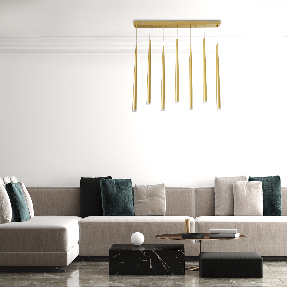 LEDTM® TEARS 61312 Μοντέρνο Κρεμαστό Φωτιστικό Οροφής LED 21W 2310lm 180° AC 220-240V IP20 Ρυθμιζόμενο Λευκό CCT με Χειριστήριο από 2700K έως 6000K Dimmable - Lumileds SMD Chip - Χρυσό Βούρτσας - Μ70 x Π3.2 x Υ60cm - 3 Χρόνια Εγγύηση - Image 12