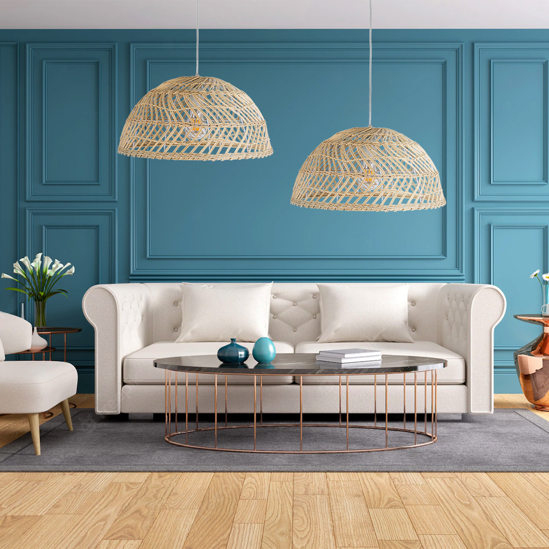 LEDTM® COMORES 01727 Boho Κρεμαστό Φωτιστικό Οροφής με Ντουί 1 x E27 AC 220-240V IP20 - Μπεζ - Μ40 x Π40 x Y20cm - Image 12