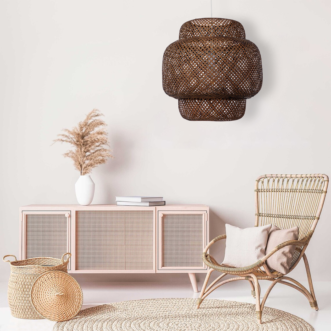LEDTM® MALDIVES 01658 Boho Κρεμαστό Φωτιστικό Οροφής με Ντουί 1 x E27 AC 220-240V IP20 - Καφέ - Μ56 x Π56 x Υ54cm - Image 10