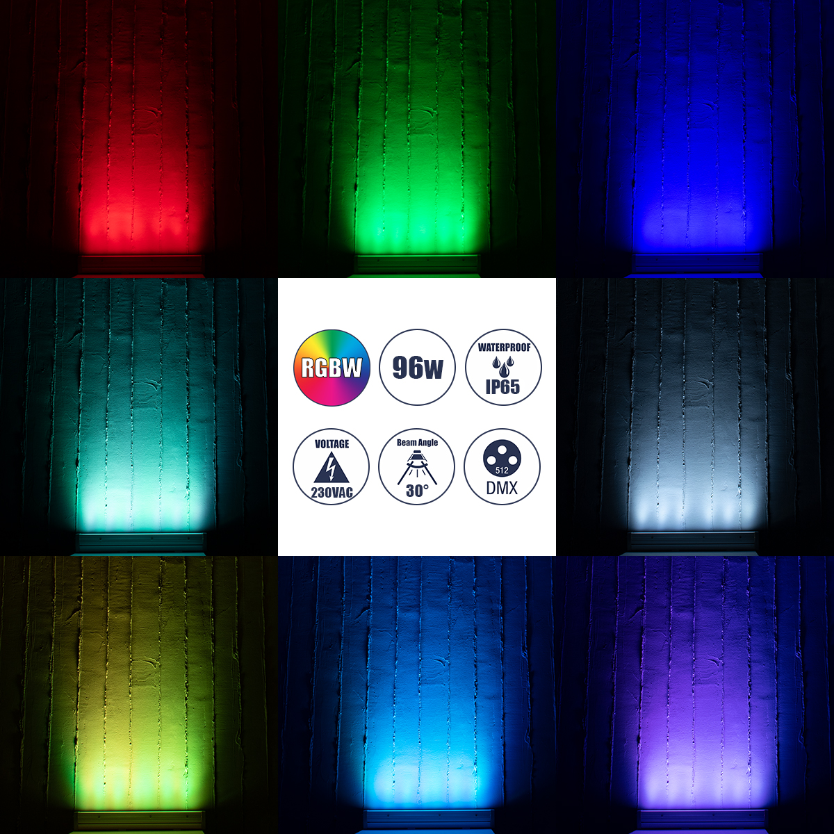 LEDTM® WASHER-DAIA S-90997 Μπάρα Φωτισμού Wall Washer LED 96W 10080lm 30° AC 230V Αδιάβροχο IP65 Μ52 x Π7.5 x Υ7cm Πολύχρωμο 4in1 RGBW DMX512 Display on Body - Ασημί - Image 10