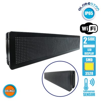 LEDTM®DISPLAY 90304 Κυλιόμενη Ψηφιακή Επιγραφή P10 Διπλής Όψης LED AC 220-240V Αδιάβροχο IP65 Πορτοκαλί - WiFi Control μέσω FK APP - Αισθητήρας Θερμοκρασίας & Υγρασίας - Μ104 x Π12 x Υ20cm - 2 Χρόνια Εγγύηση - Image 3