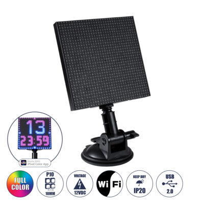 LEDTM® 81501 LED Scrolling Display 32x32 Pixel - Κυλιόμενη Ψηφιακή Πινακίδα / Επιγραφή Μονής Όψης P10 LED SMD DC 12V USB - Λειτουργία μέσω Wi-Fi με Εφαρμογή APP - IP20 - Μ13.2 x Π4 x Υ25cm - Πολύχρωμο RGBW - 1 Χρόνο Εγγύηση