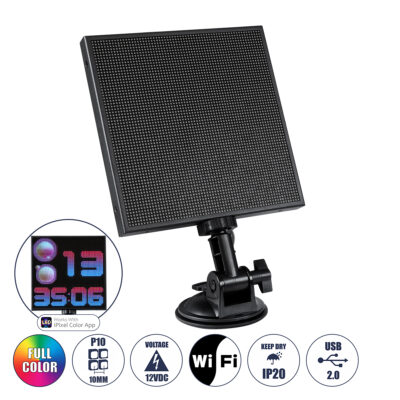 LEDTM® 81502 LED Scrolling Display 64x64 Pixel - Κυλιόμενη Ψηφιακή Πινακίδα / Επιγραφή Μονής Όψης P10 LED SMD DC 12V USB - Λειτουργία μέσω Wi-Fi με Εφαρμογή APP - IP20 - Μ17.5 x Π4 x Υ30.5cm - Πολύχρωμο RGBW - 1 Χρόνο Εγγύηση