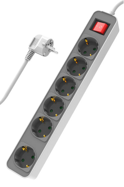 LEDTM πολύπριζο ασφαλείας PT-1058, 6x schuko, 16A, 1.4m, λευκό