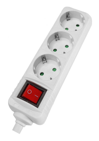 LEDTM πολύπριζο PT-885, 3x schuko, 16A, χωρίς καλώδιο, λευκό