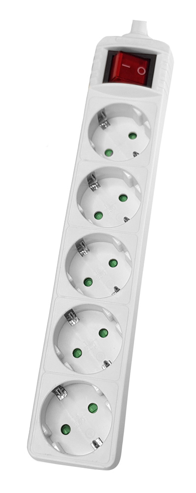 LEDTM πολύπριζο PT-886, 5x schuko, 16A, χωρίς καλώδιο, λευκό