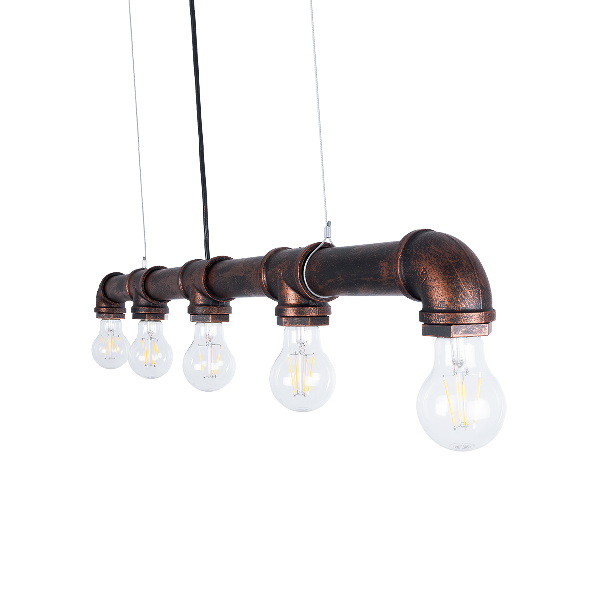 LEDTM® CANAL 01070 Vintage Κρεμαστό Φωτιστικό Οροφής με Ντουί 5 x E27 AC 220-240V IP20 - Χάλκινο Εφέ Σκουριάς - Μ88 x Π5 x Υ7cm - Image 11