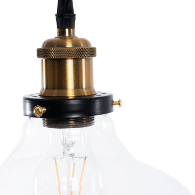 LEDTM® BINGLEY 01075 Vintage Κρεμαστό Φωτιστικό Οροφής με Ντουί 1 x E27 AC 220-240V IP20 - Διάφανο & Χρυσό - Μ24.5 x Π24.5 x Υ15cm - Image 9