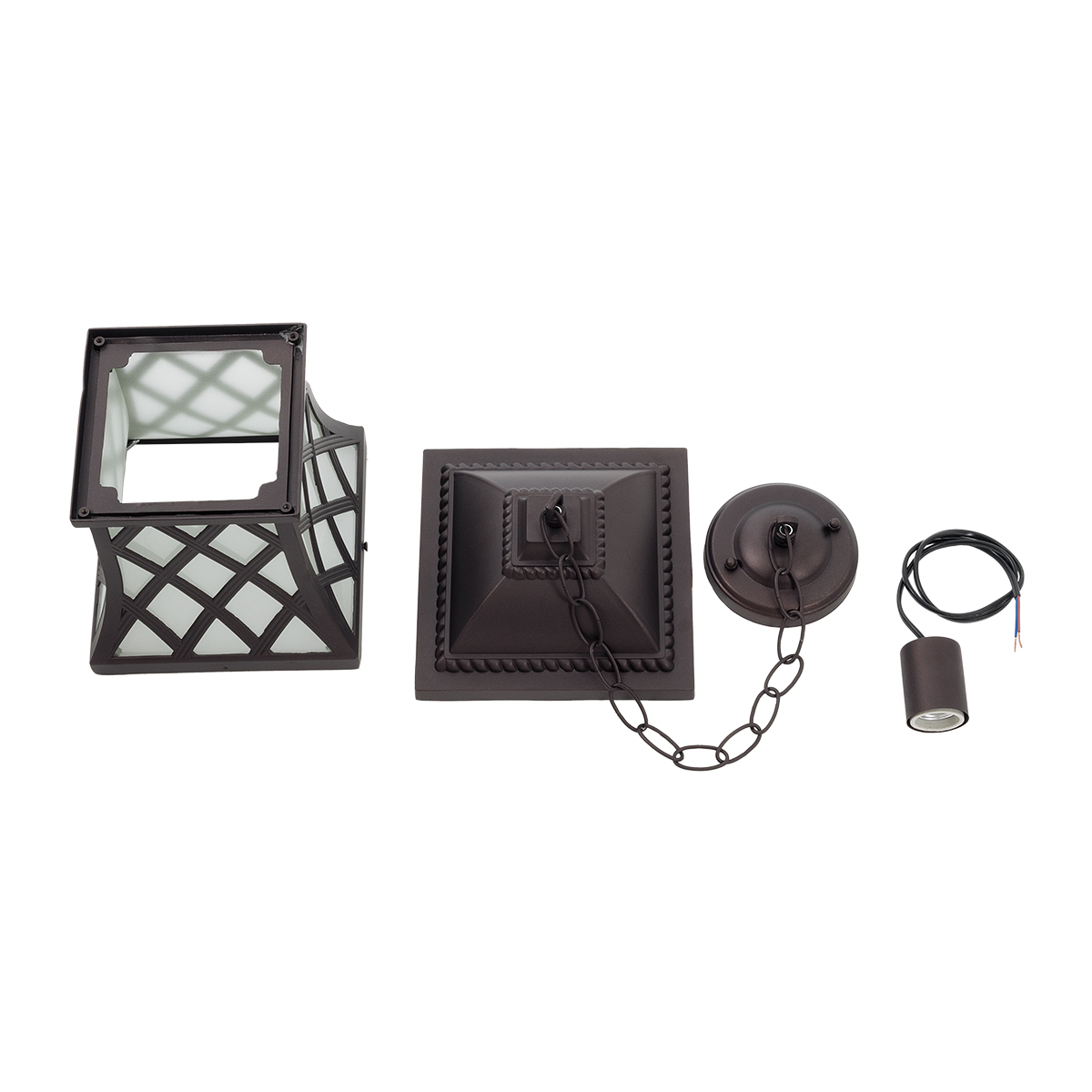 LEDTM® LINCOLN 01399 Vintage Κρεμαστό Φωτιστικό Οροφής με Ντουί 1 x E27 AC 220-240V IP20 - Καφέ & Διάφανο - Μ19 x Π19 x Υ20cm - Image 10