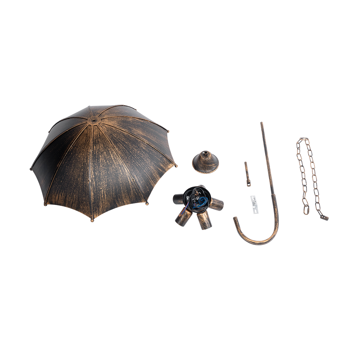LEDTM® UMBRELLA 01406 Vintage Κρεμαστό Φωτιστικό Οροφής με Ντουί 5 x E27 AC 220-240V IP20 - Χάλκινο - Μ60 x Π60 x Y65cm - Image 13