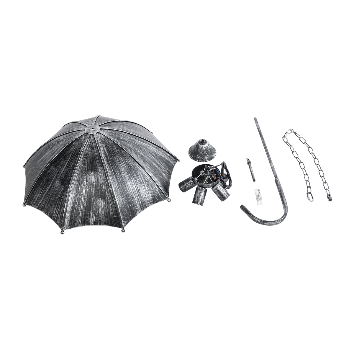 LEDTM® UMBRELLA 01407 Vintage Κρεμαστό Φωτιστικό Οροφής με Ντουί 5 x E27 AC 220-240V IP20 - Ασημί - Μ60 x Π60 x Y65cm - Image 12