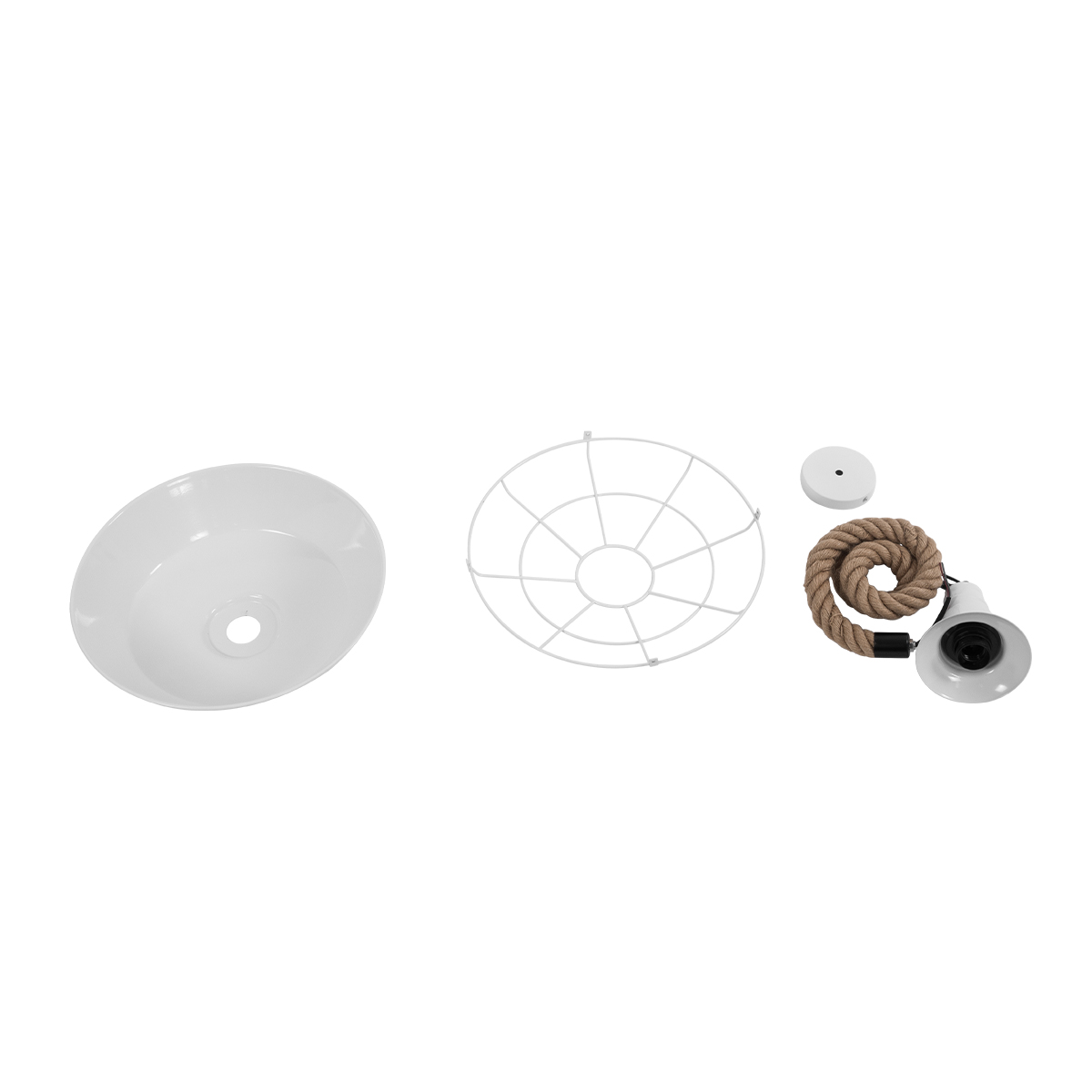 LEDTM® PUPPET 01412 Vintage Κρεμαστό Φωτιστικό Οροφής με Ντουί 1 x E27 AC 220-240V IP20 - Λευκό & Μπεζ - Μ36 x Π36 x Y31cm - Image 11