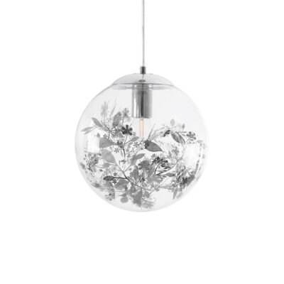 LEDTM® HARPER 01510 Μοντέρνο Κρεμαστό Φωτιστικό Οροφής με Ντουί 1 x E27 AC 220-240V IP20 - Διάφανο & Ασημί - Μ25 x Π25 x Υ30cm - Image 5