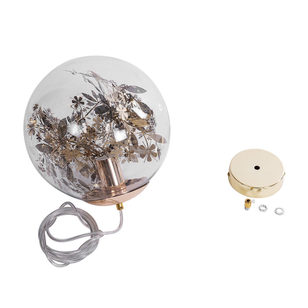 LEDTM® HARPER 01511 Μοντέρνο Κρεμαστό Φωτιστικό Οροφής με Ντουί 1 x E27 AC 220-240V IP20 - Διάφανο & Χάλκινο - Μ25 x Π25 x Υ30cm - Image 11