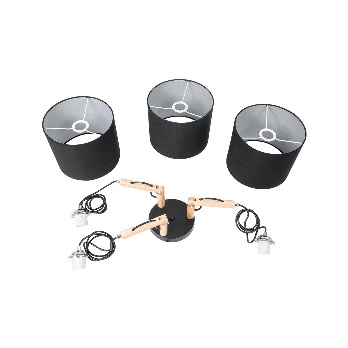LEDTM® RAMSON 01525 Μοντέρνο Κρεμαστό Φωτιστικό Οροφής με Ντουί 3 x E27 AC 220-240V IP20 - Μαύρο & Μπεζ - Μ65 x Π65 x Υ20cm - Image 10