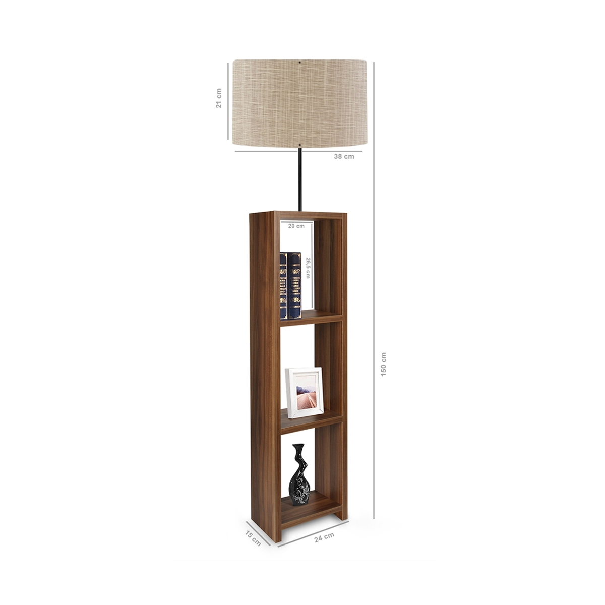 LEDTM® WOODO 204-0051 Μοντέρνο Επιδαπέδιο Φωτιστικό με Ντουί 1 x E27 AC 220-240V IP20 - Καφέ & Μπεζ - Μ38 x Π38 x Υ150cm - Image 2