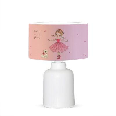 LEDTM® BALLERINA 204-0029 Παιδικό Eπιτραπέζιο Φωτιστικό Πορτατίφ Μονόφωτο 1 x E27 IP20 Πολύχρωμο Ύφασμα με Λευκό Πλαστικό - Μ24 x Π24 x Υ32cm