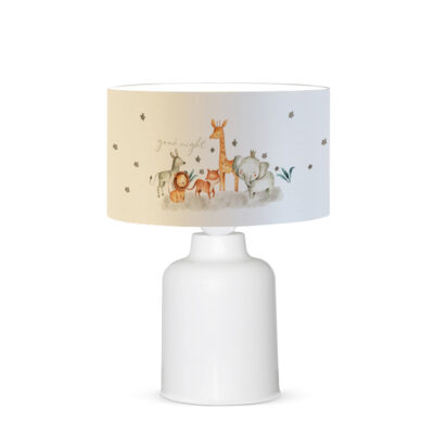 LEDTM® GIRAFFE 204-0026 Παιδικό Eπιτραπέζιο Φωτιστικό Πορτατίφ Μονόφωτο 1 x E27 IP20 Πολύχρωμο Ύφασμα με Λευκό Πλαστικό - Μ24 x Π24 x Υ32cm