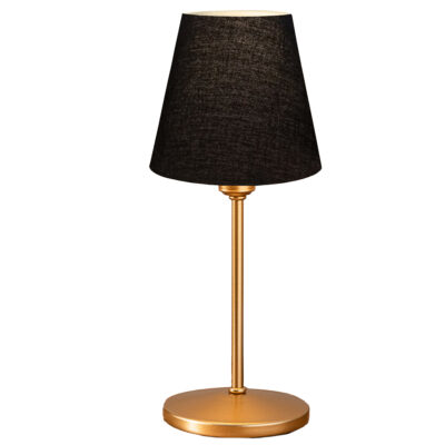 LEDTM® GLOSSY 204-0056 Μοντέρνο Eπιτραπέζιο Φωτιστικό Πορτατίφ Μονόφωτο 1 x E14 IP20 Χρυσό Μέταλλο με Μαύρο Ύφασμα - Μ13 x Π13 x Υ37cm