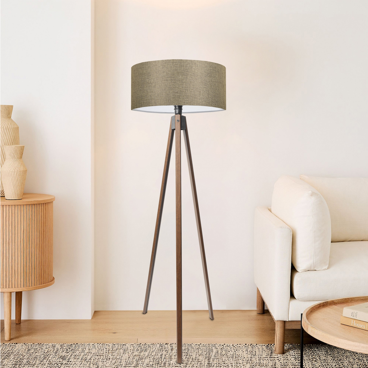 LEDTM® SAGA 204-0039 Μοντέρνο Επιδαπέδιο Φωτιστικό με Ντουί 1 x E27 AC 220-240V IP20 - Καφέ & Μπεζ - Μ38 x Π38 x Υ140cm - Image 10